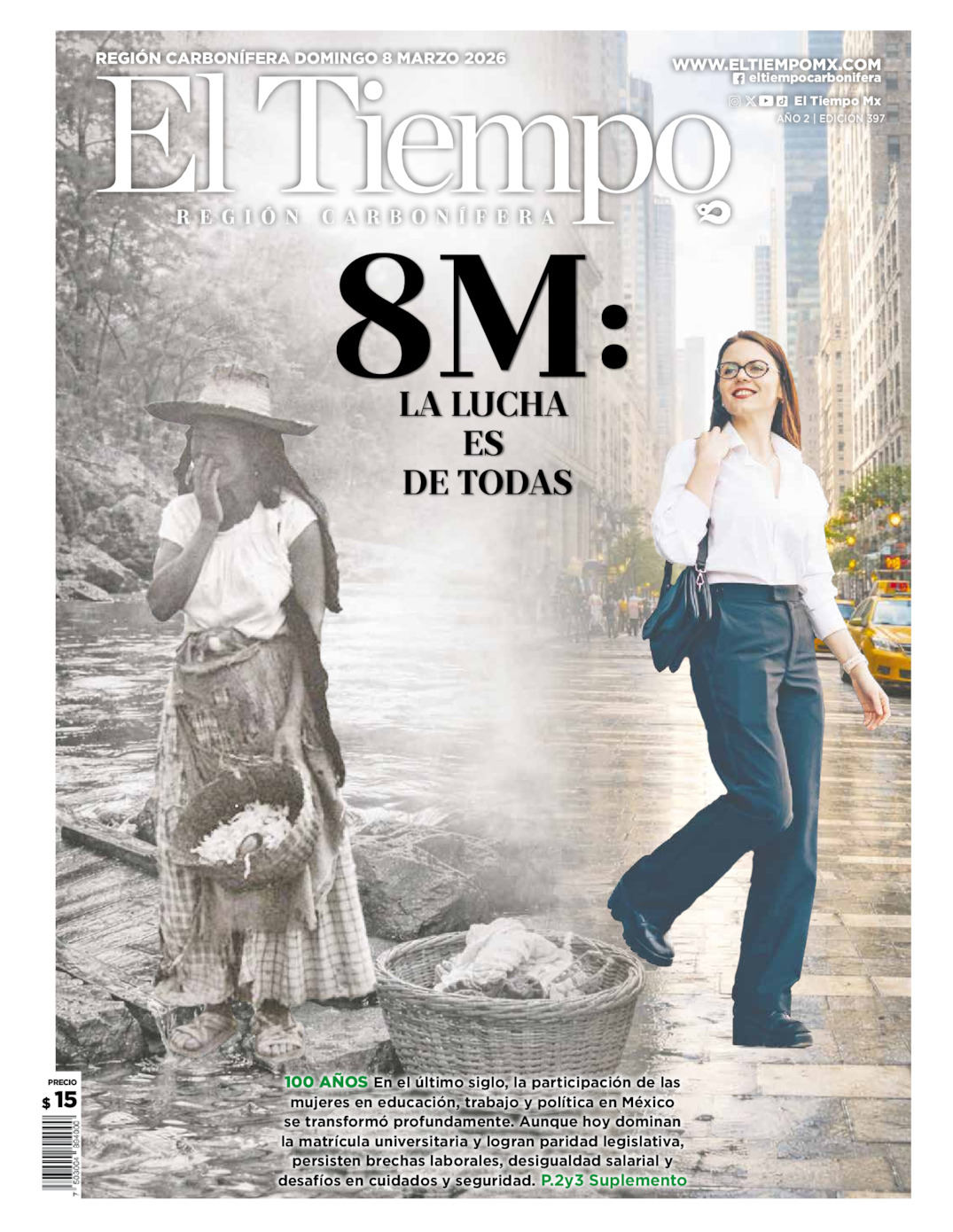 Edición impresa: Portada del domingo 08 de marzo de 2026, El Tiempo región <strong>Carbonífera</strong>